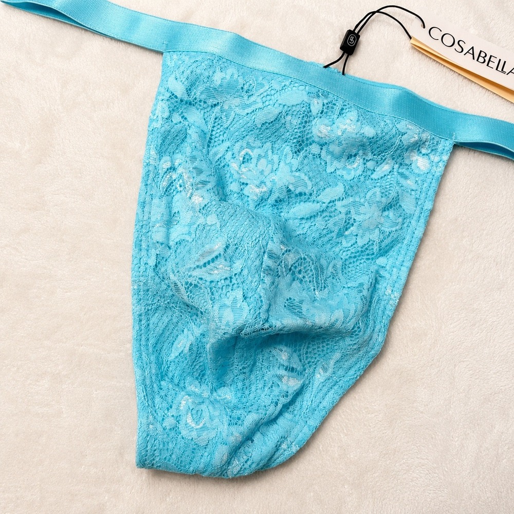 COSABELLA Never Say Never Men's Italian Thong Maldives Blue‎ Lace - Size M / NWT - Picture 2 of 8